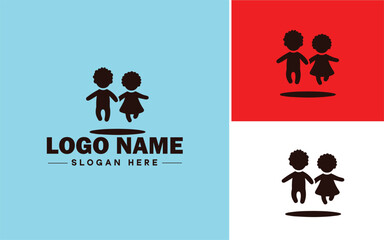 Kids icon baby children childcare daycare modern flat business vector logo
