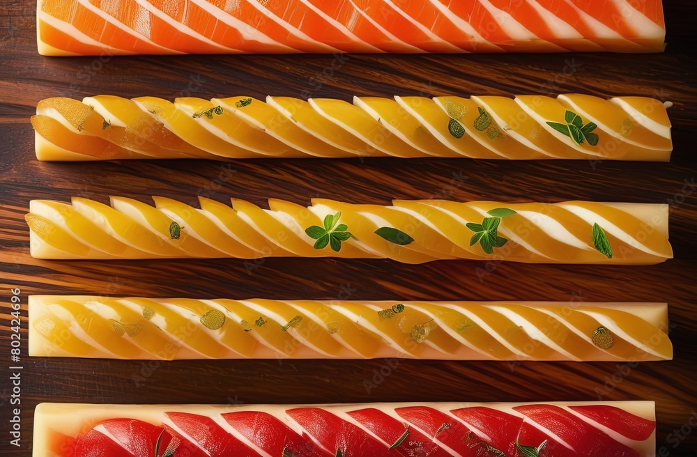Poster Four Different Types of Food on a Table. Generative AI