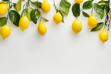 Fresh Lemons on a White Background