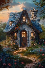 Fototapeta premium Enchanted Cottage: A Woodland Hideaway