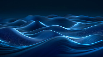 Fototapeta premium Abstract blue waves with glowing highlights. Dynamic fluid design concept for modern digital wallpapers and serene visuals
