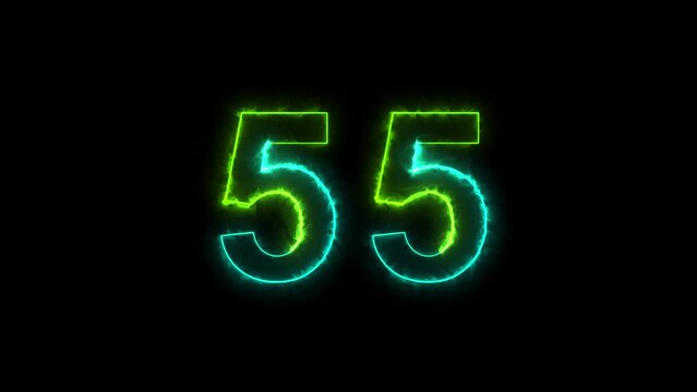 Circle neon light 60 seconds countdown on black background.