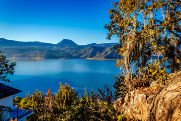 Lake in the morning seen from the rock in Valle de Bravo state of Mexico