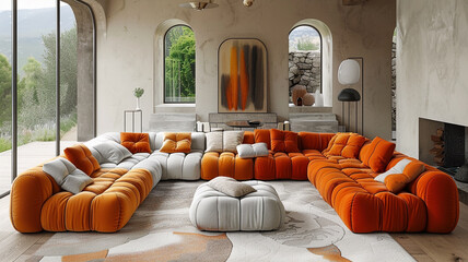A contemporary modular sofa chair arrangement, offering versatile seating options for a modern lounge.