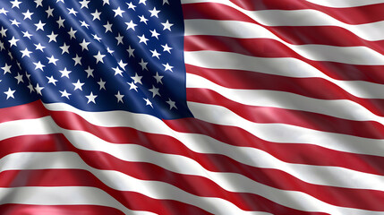 Obraz premium 3D Closeup shot of American flag blowing in wind, Memorial Day.