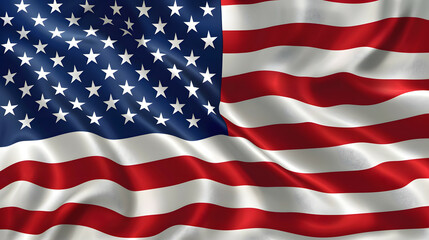 Fototapeta premium Closeup shot of American flag blowing in wind capturing the minor details, Memorial Day.