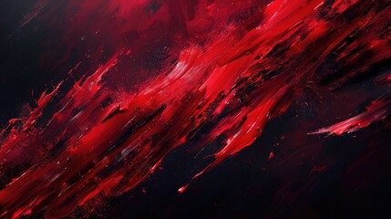Bold strokes of crimson red slashing through a canvas of deep, inky blackness, creating an abstract composition that pulses with raw energy.