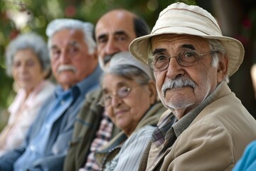 Portrait of a group of elderly people. Selective focus.