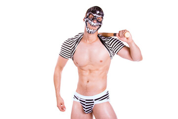 Young attractive guy posing in the studio on Halloween