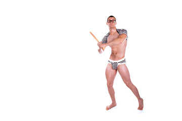 Young attractive guy posing in the studio on Halloween