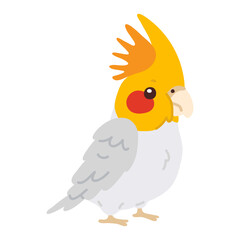 Vector illustration cute doodle cockatiel parrot for digital stamp,greeting card,sticker,icon, design