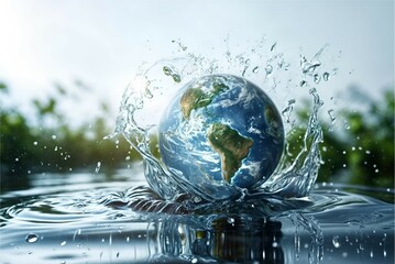 Saving water and world environmental protection concept. Eearth, globe, ecology, nature, planet...