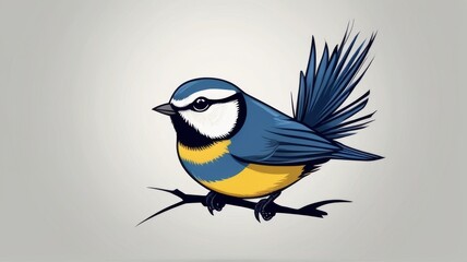 Obraz premium Eurasian Blue Tit minimalist logo with white background 