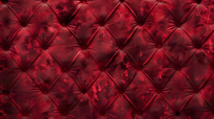 Red tufted leather texture with diamond pattern. Elegant upholstery background for luxury and interior design concepts
