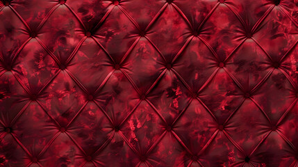Red tufted leather texture with diamond pattern. Elegant upholstery background for luxury and interior design concepts