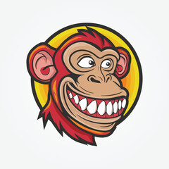 Monkey head face clip art vector illustration, Monkey ape logo design, Monkey Mascot Logo Design, Chimpanzee Vector Logo