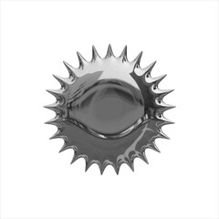 3D isolated element in u2k style. Realistic Trendy Metal Barbed 3D Shape. Silver star shape with spikes on transparent background