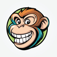 Monkey head face clip art vector illustration, Monkey ape logo design, Monkey Mascot Logo Design, Chimpanzee Vector Logo