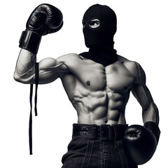 boxer in gloves illustration isolated on transparent background - Generative AI
