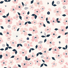 Ditsy cherry blossom vector seamless pattern