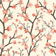 Ditsy cherry blossom vector seamless pattern