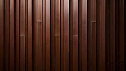 Dark brown wooden slat wall texture. Elegant background for interior design, wallpaper, and architectural features