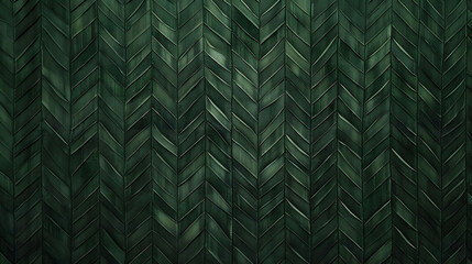 Dark green textured wallpaper with geometric chevron pattern. Seamless design for textile, interior, and wallpaper.