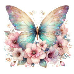 Gilter Butterfly Flowers Clipart