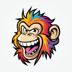 Monkey head face clip art vector illustration, Monkey ape logo design, Monkey Mascot Logo Design, Chimpanzee Vector Logo