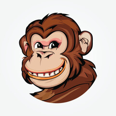 Monkey head face clip art vector illustration, Monkey ape logo design, Monkey Mascot Logo Design, Chimpanzee Vector Logo