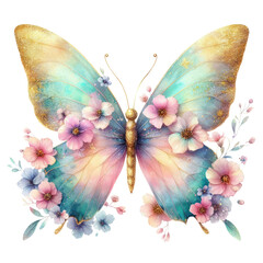 Gilter Butterfly Flowers Clipart