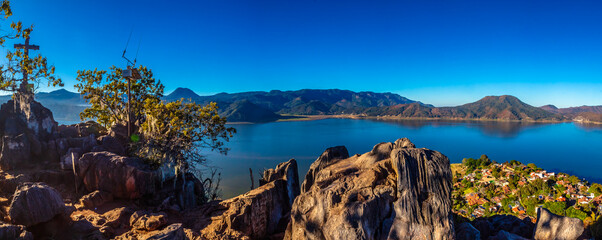 Lake in the morning seen from the rock in Valle de Bravo state of Mexico