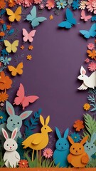 "Elevate your event décor with our Animal Paper Cut Frame. Cheerful colors & playful designs set the stage for fun celebrations." Digital Artwork ar 9:16
