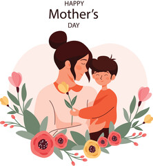 Floral Mother's Day-illustration-Mothers Day Vector Design-Mothers Day Card Design