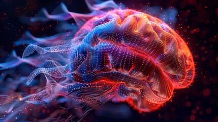A fascinating 3D rendering image illustrating the brain's role in auditory processing and interpretation of sound
