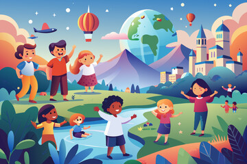 Fototapeta premium Happy World Children's Day Background