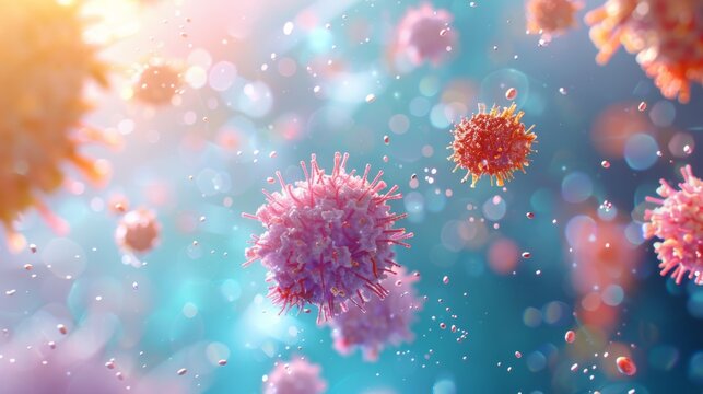 An insightful 3D rendering image showcasing the activation and degranulation of basophils, releasing histamine and other mediators involved in allergic reactions and inflammation