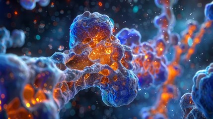 3D rendering image showcasing the process of bone metabolism, including bone resorption by osteoclasts and bone formation by osteoblasts