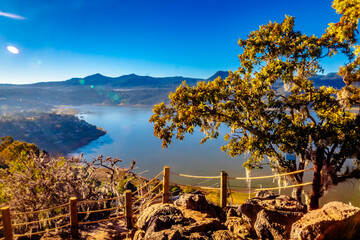 Lake in the morning seen from the rock in Valle de Bravo state of Mexico