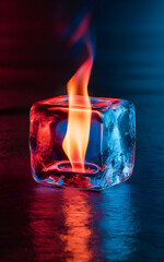 A flame inside an ice cube