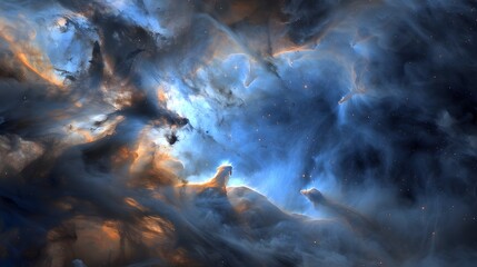 Mesmerizing Cosmic Dance of Blue Nebula Illuminated by Distant Star