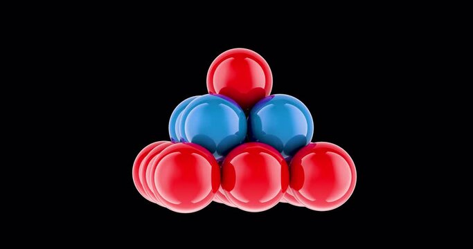 FCC atoms package crystal lattices structure, animation seamlessly loopable. 3D rendering isolated on transparent background