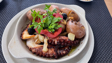 Octopus to eat on a plate