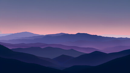 Fototapeta premium A silhouette of a mountain range against a dusky twilight sky, with a subtle gradient of deep dark grays and dark blues. The Last Glimmer of Sunlight Meets the Majesty of the Mountains.