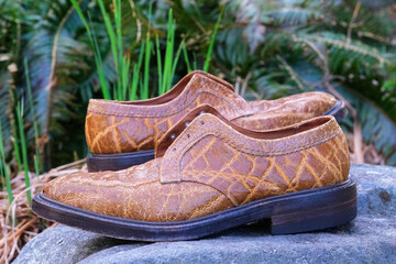 Rare vintage men's dress shoes made of exotic leather. 
