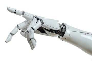 Close-up of a robotic hand with articulated fingers, symbolizing technology and innovation