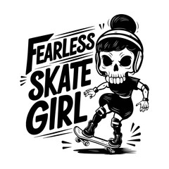 2024 skateboarding vector design, fearless skate girl
