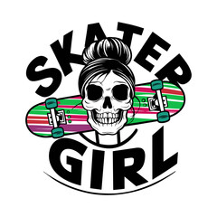 2024 skateboarding vector design, skater girl