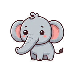 baby elephant vector cartoon illustration isolated on transparent background - Generative AI