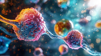 A visually striking 3D rendering image illustrating the hormones produced by the adrenal glands, including cortisol, aldosterone, adrenaline, and noradrenaline.